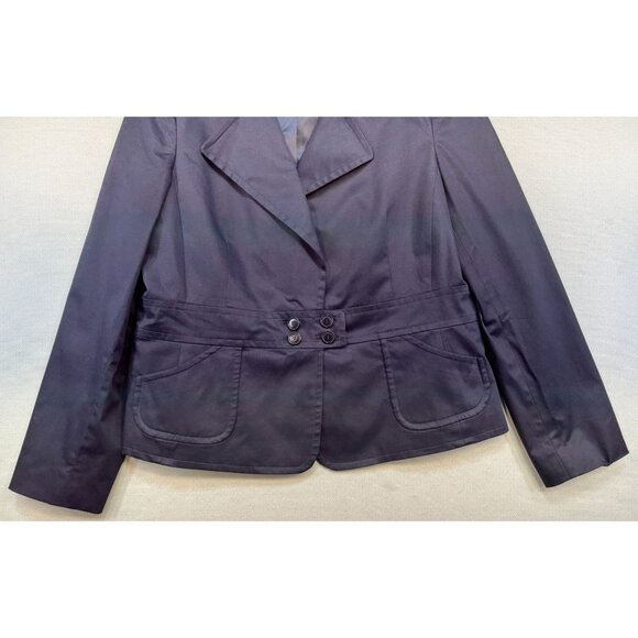 Talbots Womens Stretch Blazer Jacket Button Detail & Pockets Navy - Picture 3 of 10